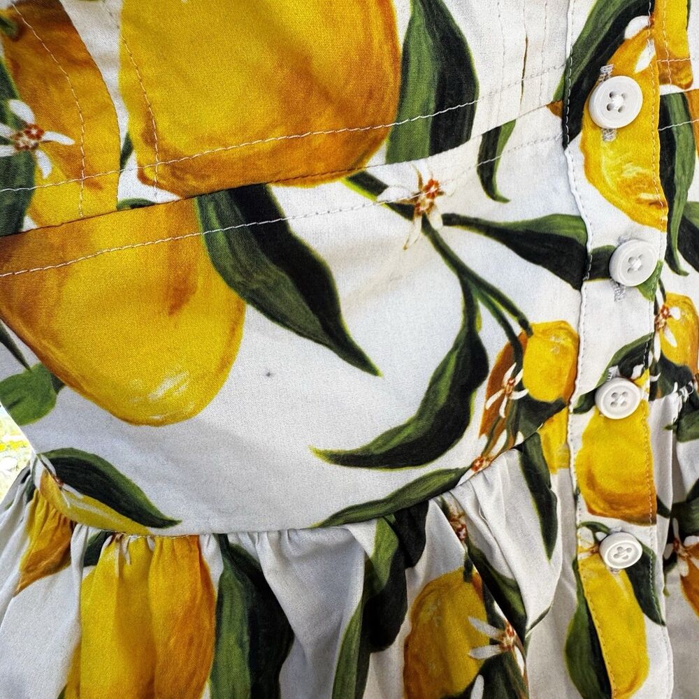 J.Crew a line midi Lemon limoncello Print Sleeveless Dress Sz 8 Sundress Cotton - Picture 7 of 14